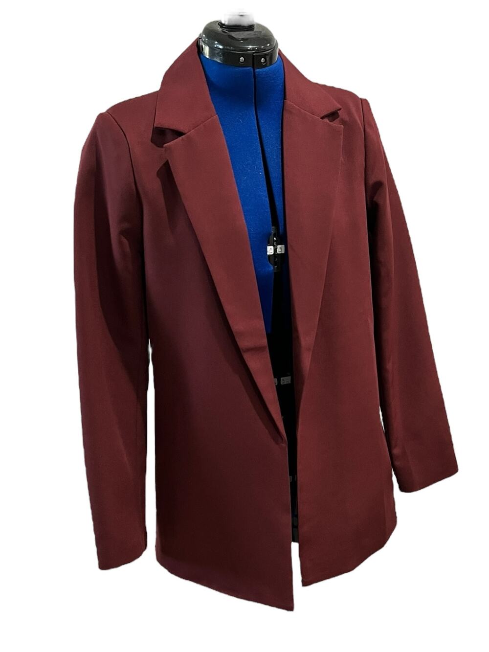 Missguided Burgundy Open Structured Blazer Size 4 Classic Smart Casual PTP - 20"